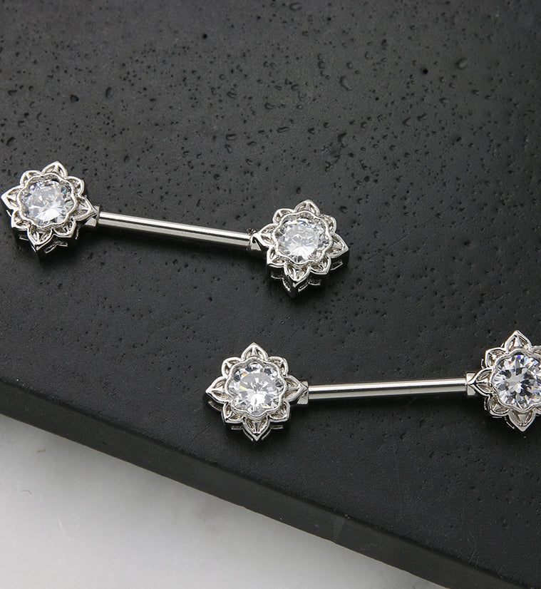 Octagram CZ Stainless Steel Nipple Barbell