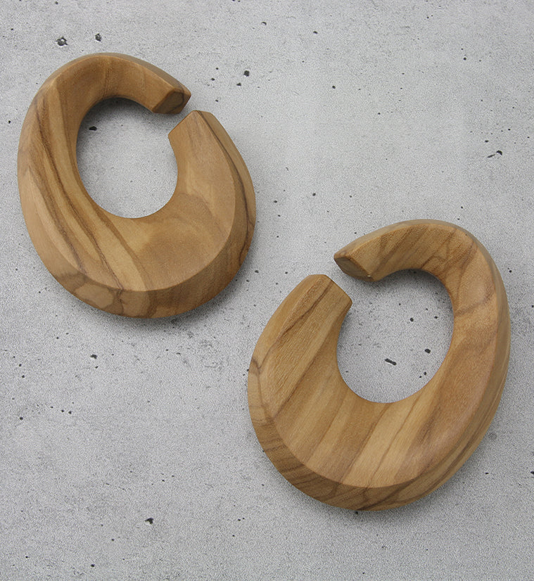 Olive Wood Oval Hoop Hangers