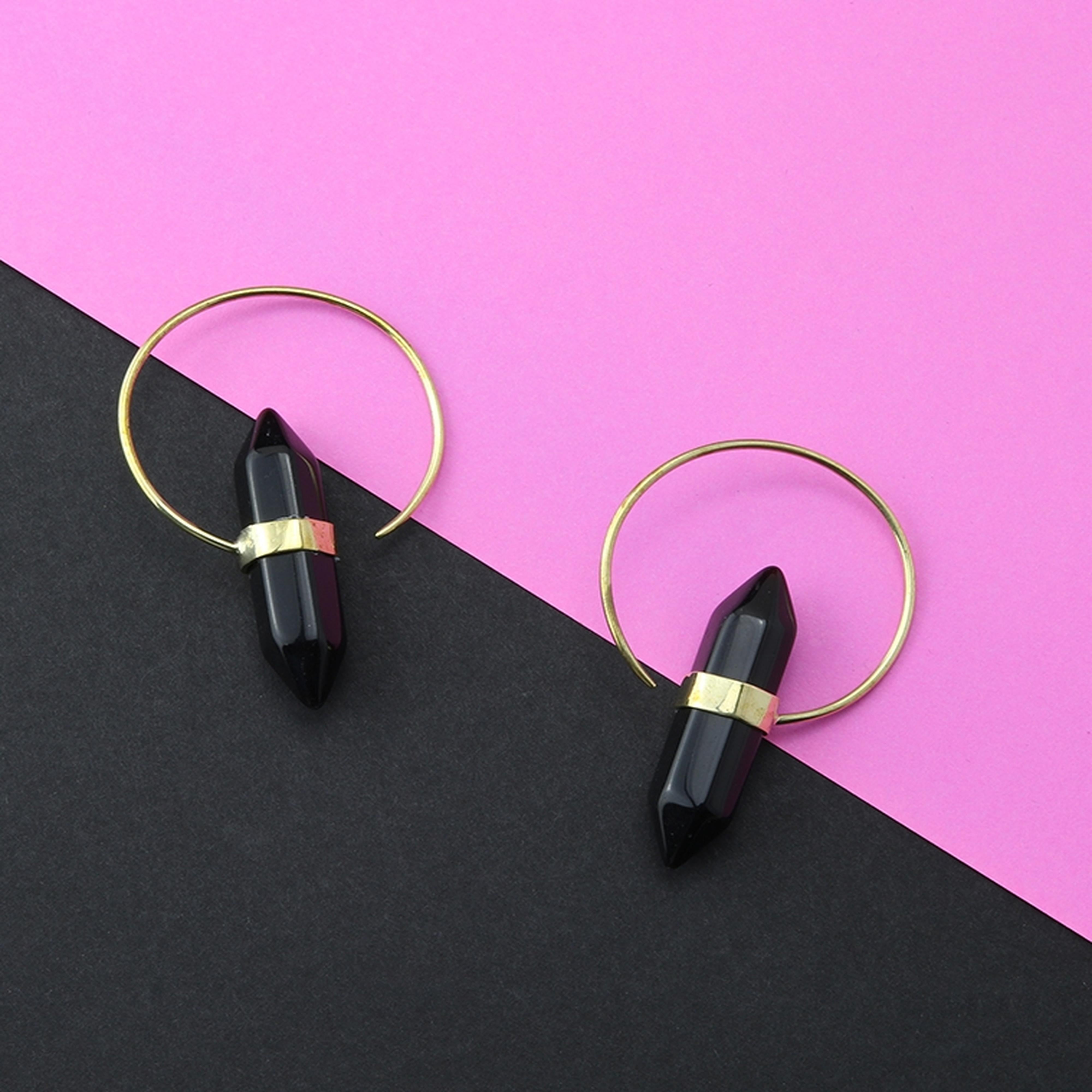 16G Onyx Brass Hoop Hangers
