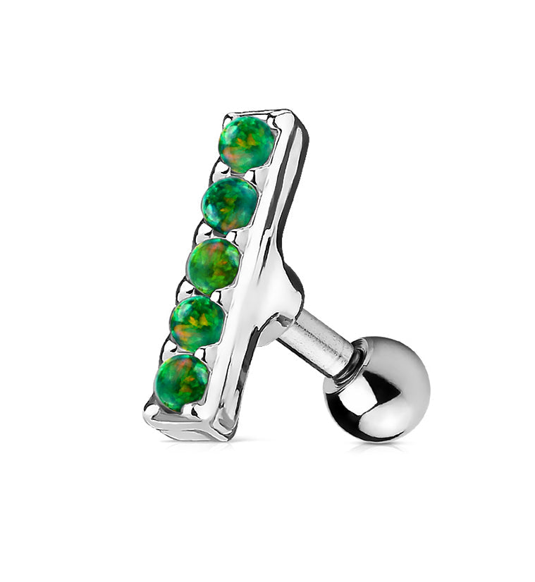 16G Green Opal Rail Cartilage Barbell