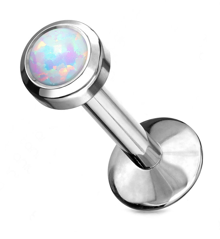 16G White Opal Bezel Set Titanium Labret