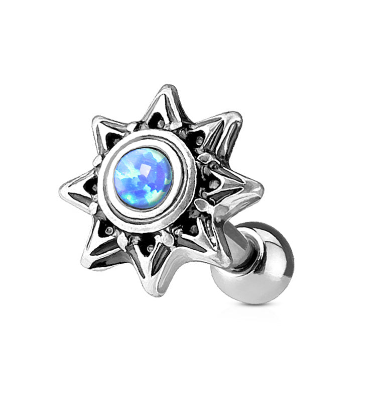 16G Tribal Blaze Blue Opal Cartilage / Tragus Barbell