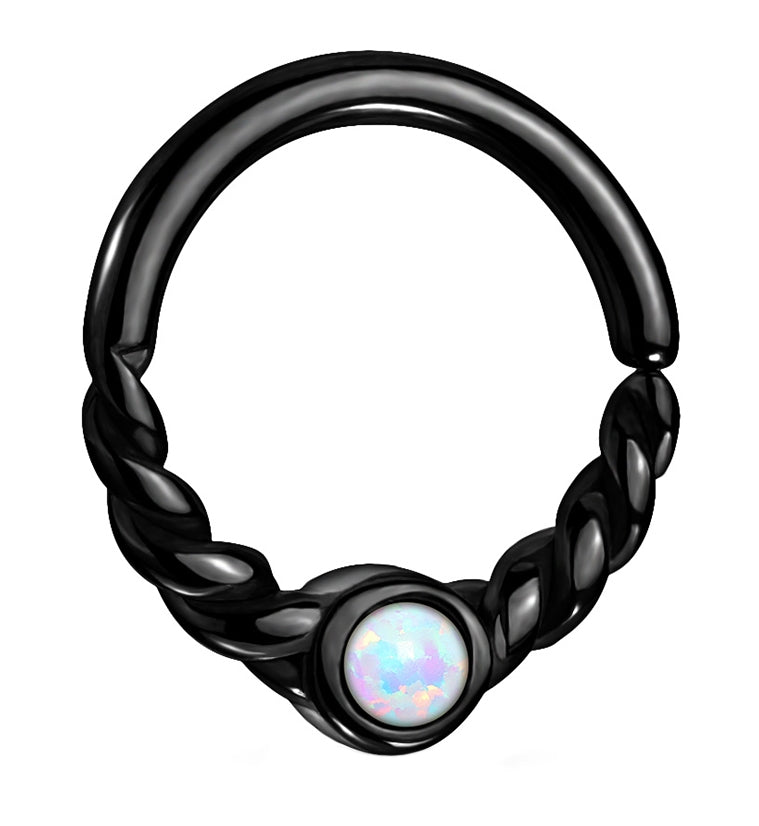 Black PVD Opalite Twine Seamless Ring