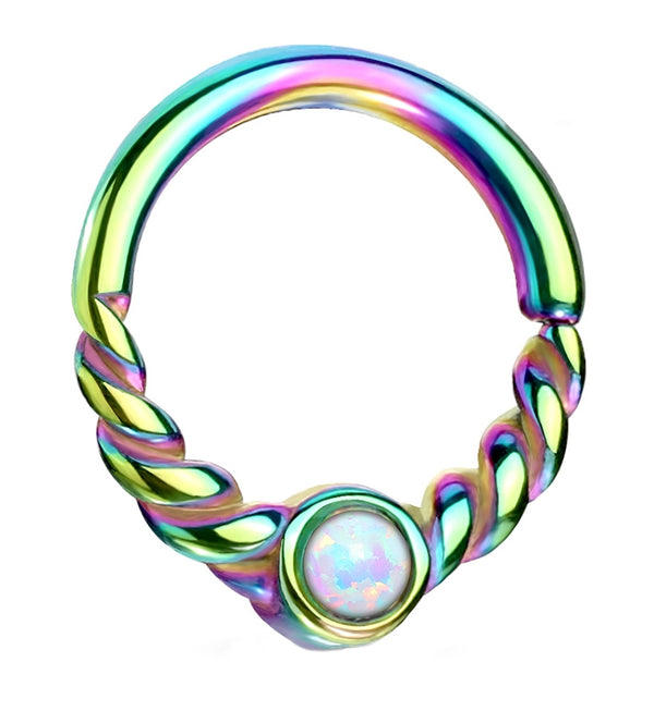 Rainbow PVD Opalite Twine Seamless Ring