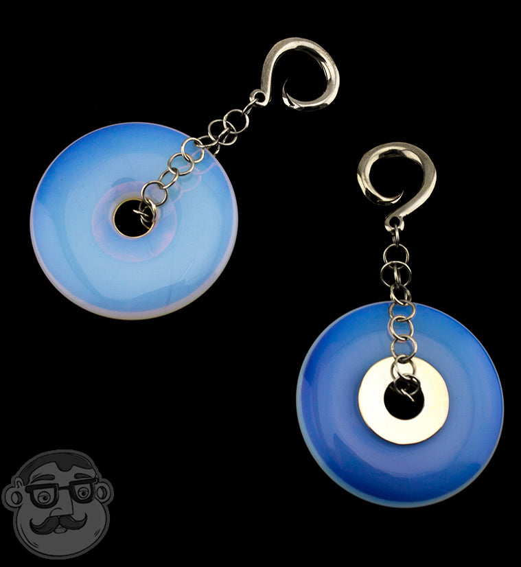 Opalote Glass Disk Brass Ear Weights