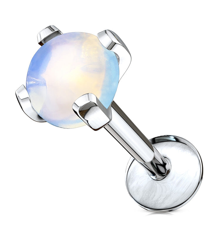 Opalite Glass Prong Top Internally Threaded Labret