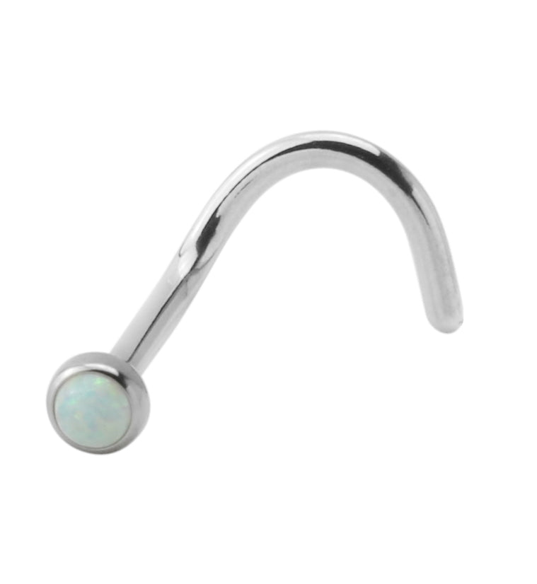 White Opalite Titaniuml Nose Screw Ring