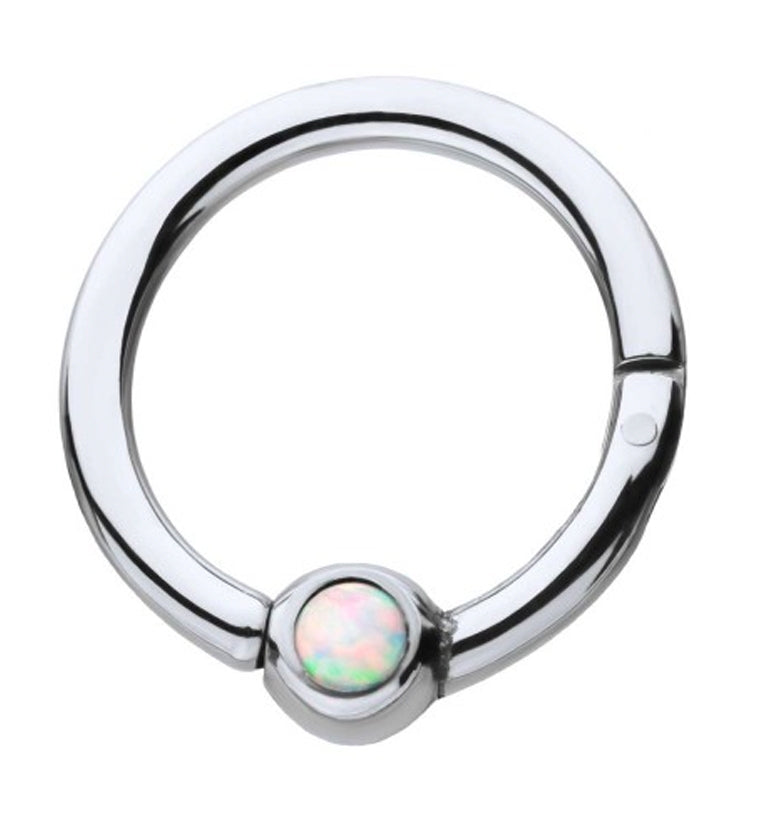 Opalite Captive Titanium Hinged Segment Ring