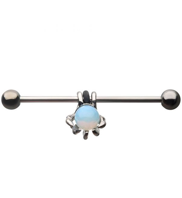 14G Opalite Claw Nipple Industrial Barbell