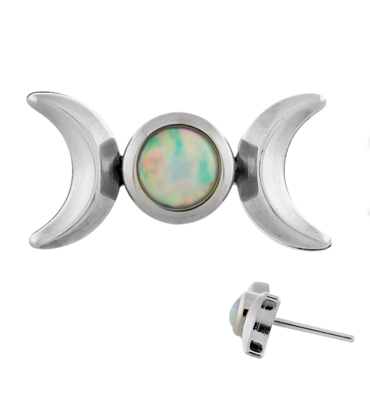 Double Crescent White Opalite Threadless Top