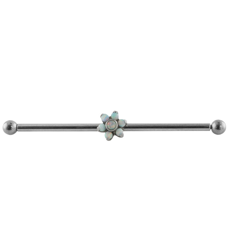 Opalite Flower Titanium Industrial Barbell