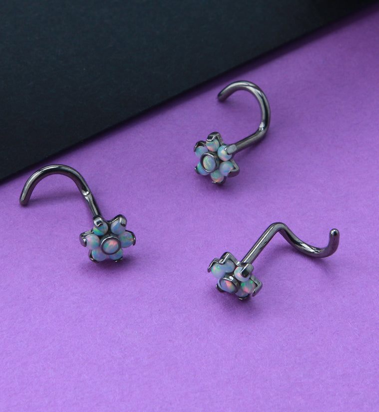 18G Titanium White Opalite Flower Nose Screw