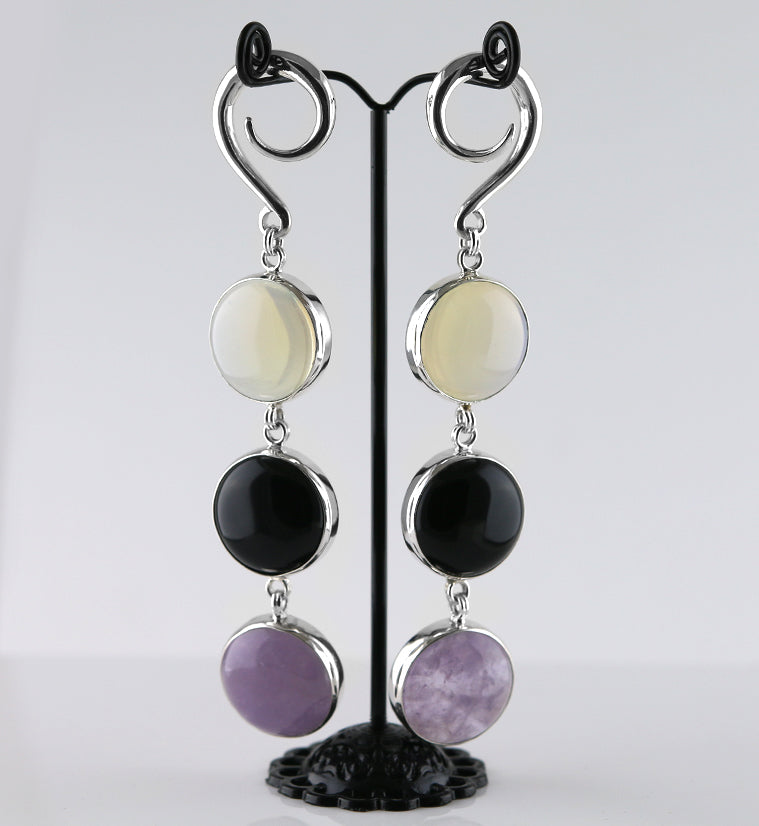 Ternary Opalite X Obsidian X Amethyst Hanging Ear Weights