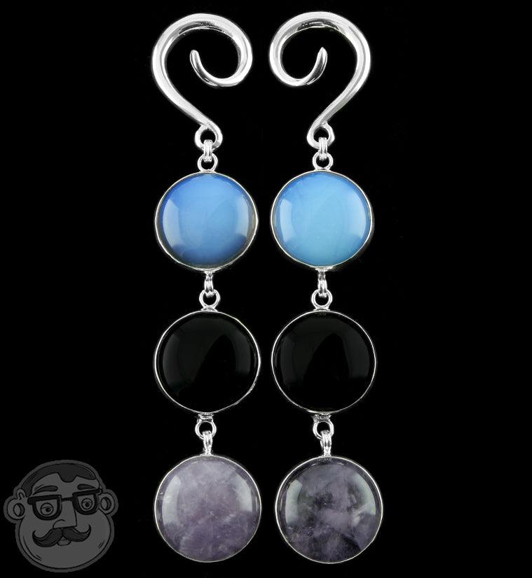 Ternary Opalite X Obsidian X Amethyst Hanging Ear Weights
