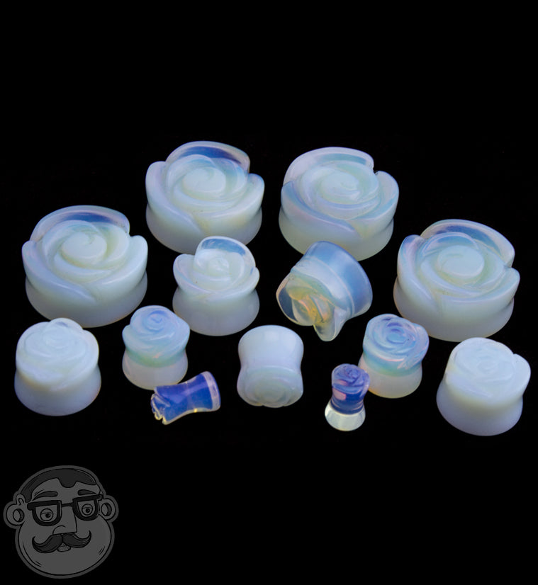 Opalite Glass Rosebud Plugs