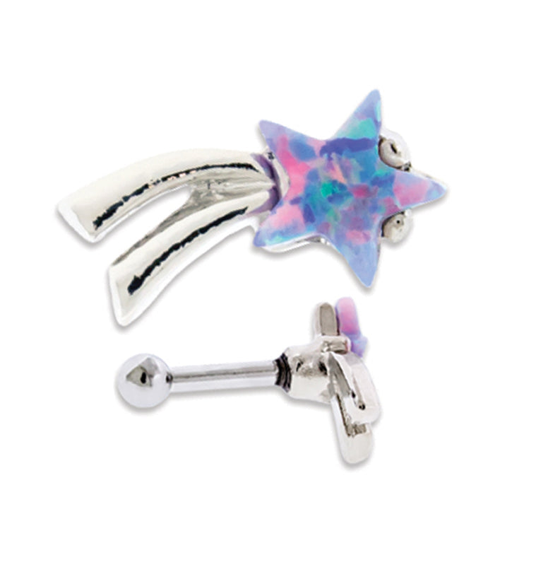 Purple Opalite Star Trail Tragus / Cartilage Barbell