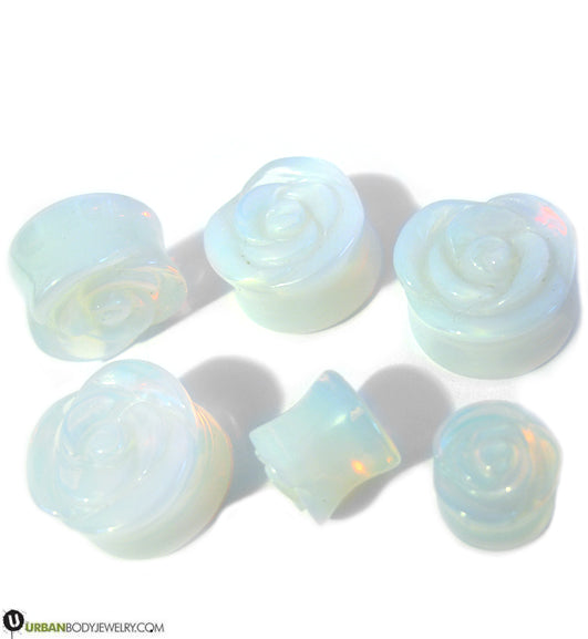 Opalite rose bud stone plugs
