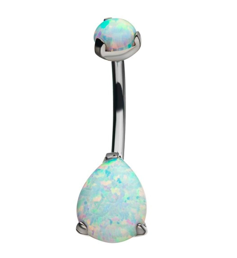 Opalite Teardrop Titanium Belly Button Ring