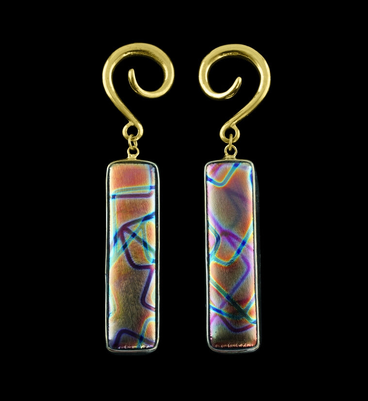 Orange Abstract Glass Tower Ear Weights