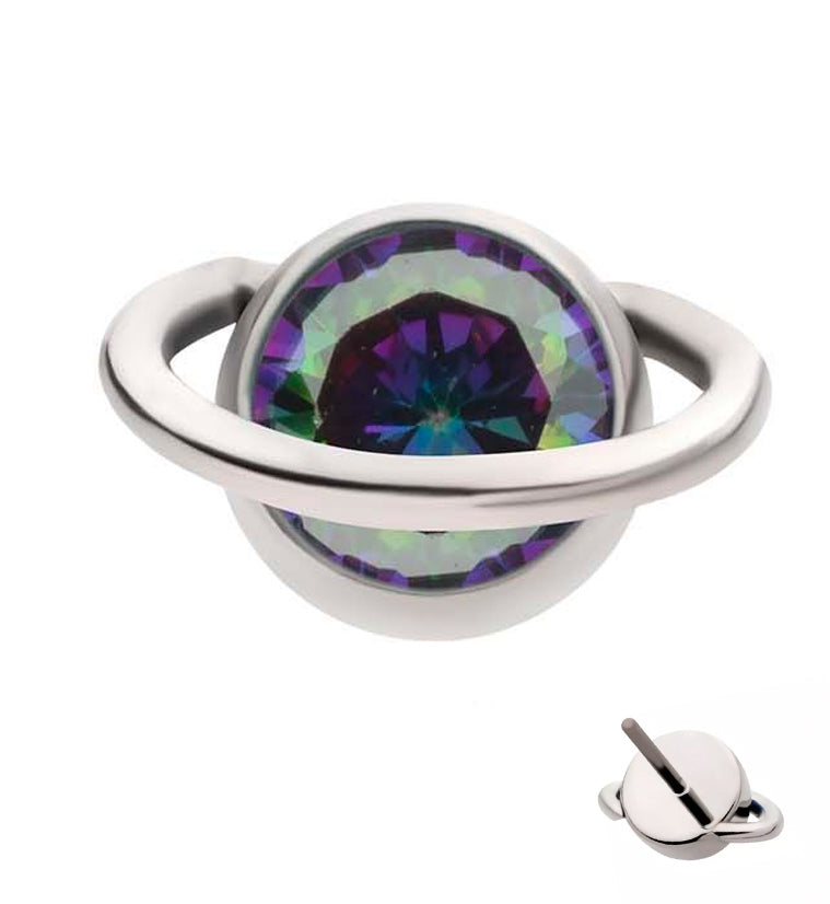 Orbit Black Aurora CZ Titanium Threadless Top