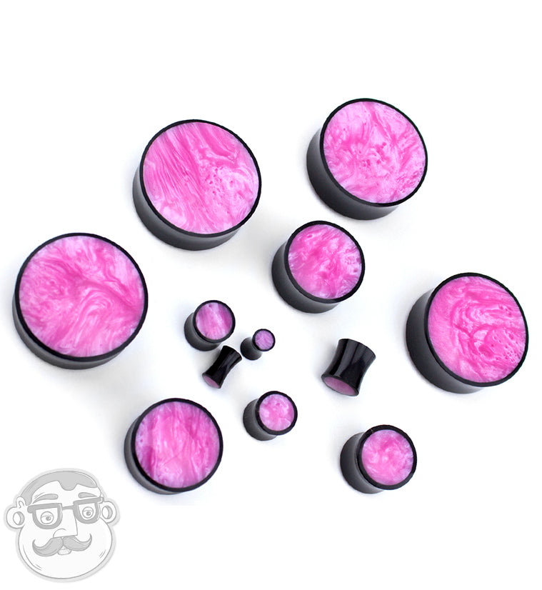 Horn Plugs With Pink Resin Inlay