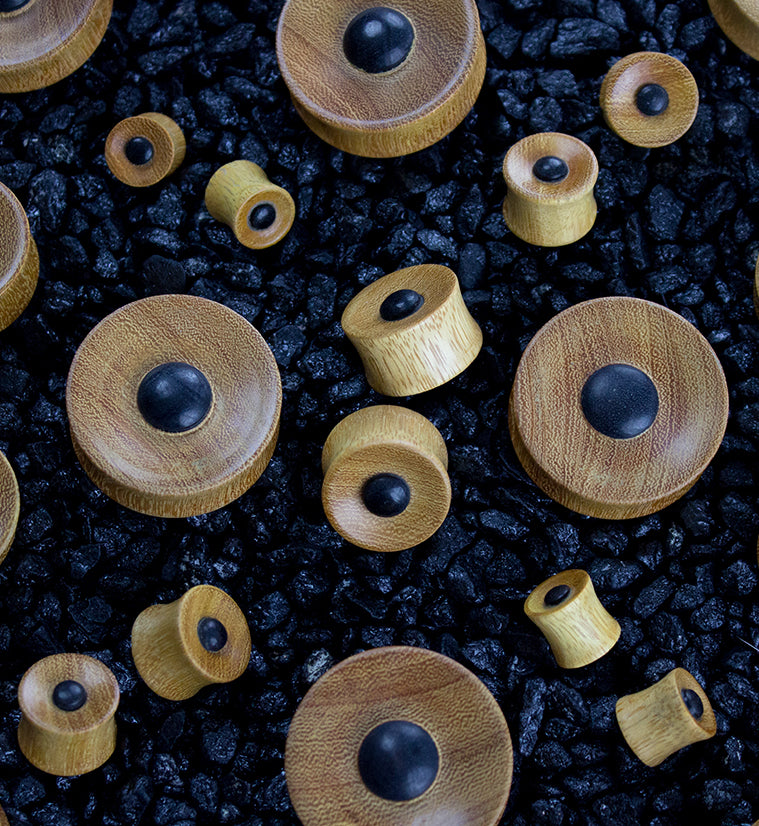 Osage Orange Wood Plugs with Areng Wood Dome Inlay