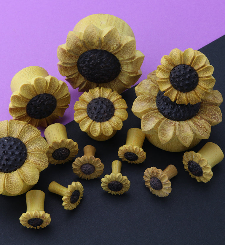 Grand Sunflower Wood Plugs Gauges