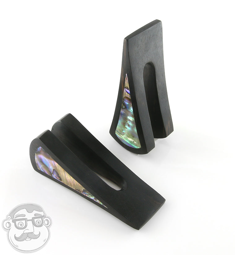 Vane Areng Wood Ear Weights with Abalone Shell Inlay