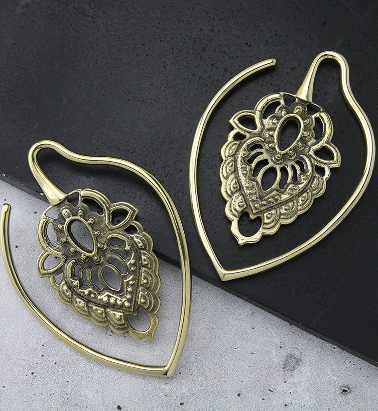Ornate Teardrop Brass Ear Weights