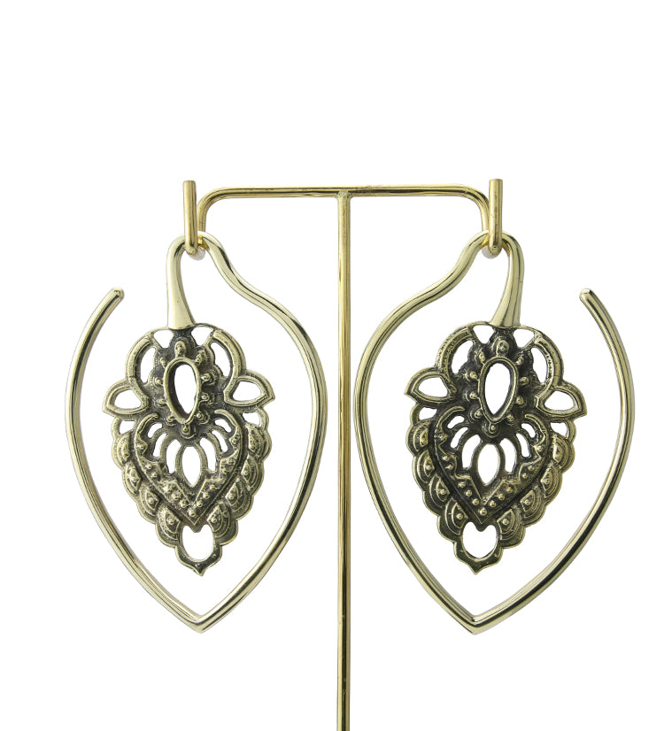 Ornate Teardrop Brass Ear Weights