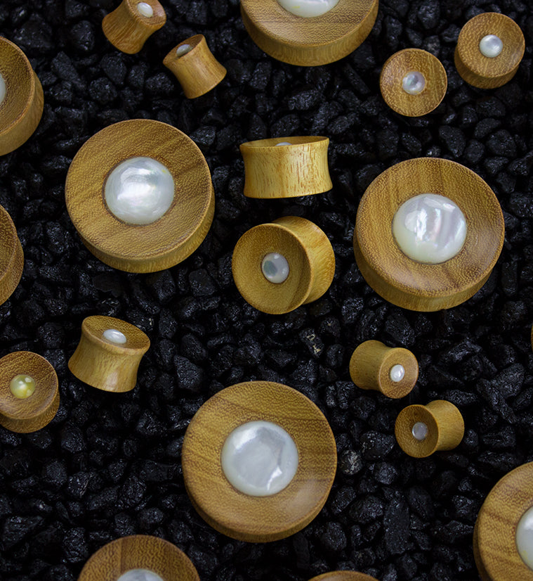 Osage Orange Wood Plugs with MOP Dome Inlay
