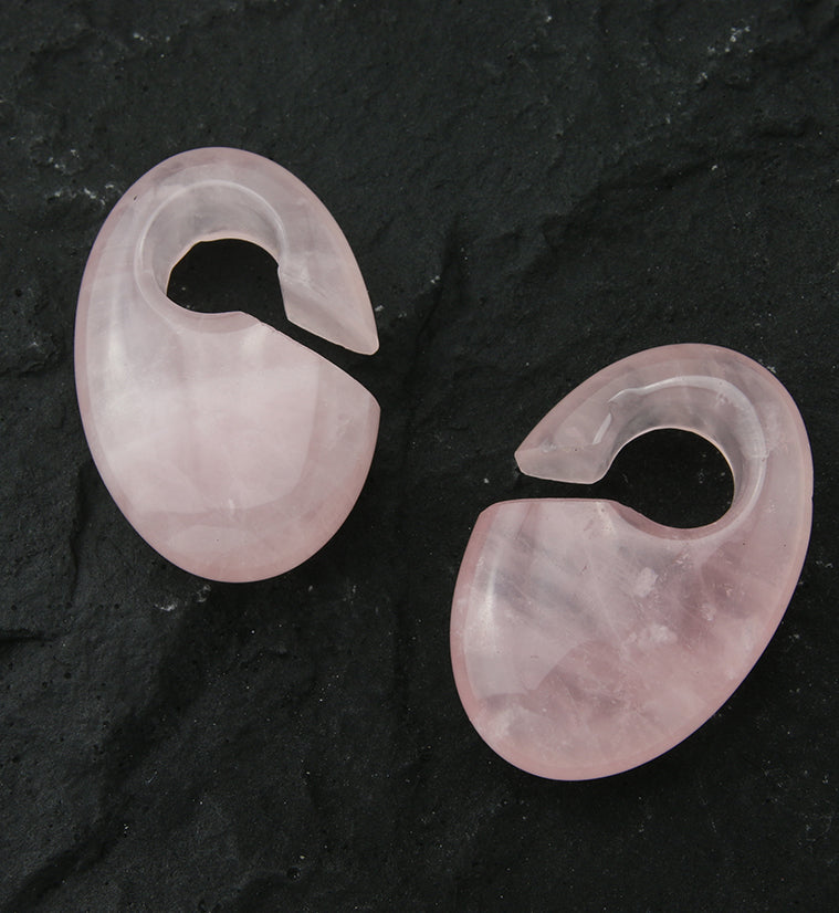 Ovaloid Rose Quartz Ear Weights