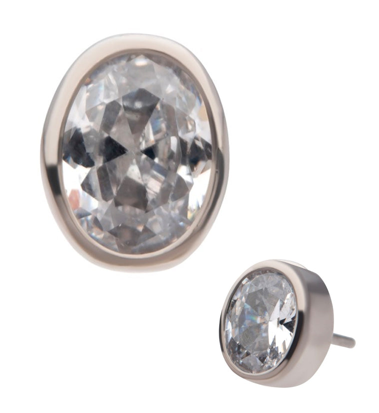 Ovate CZ Titanium Threadless Top