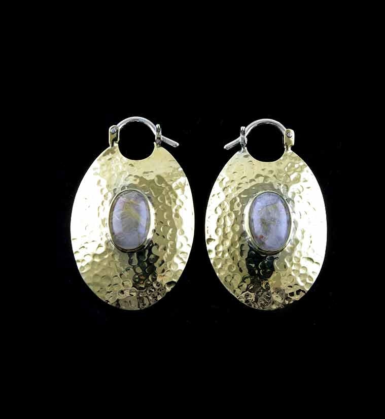 Oviform Hammered Brass Hangers / Earrings