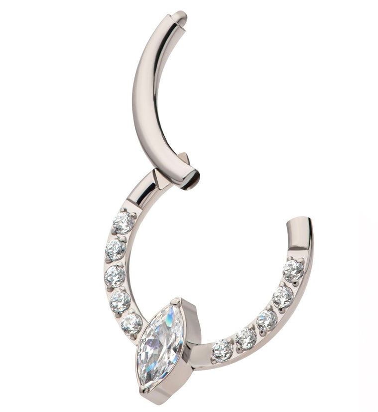 Ovoid Row CZ Titanium Hinged Segment Ring