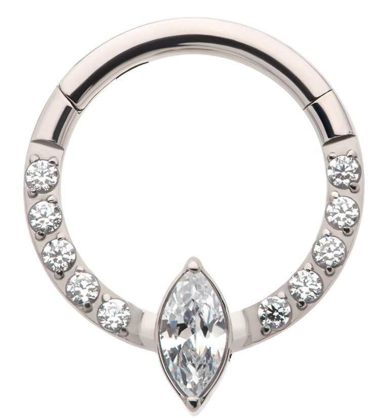 Ovoid Row CZ Titanium Hinged Segment Ring