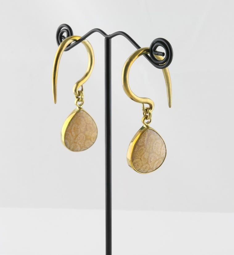 Ovum Fossilized Coral Brass Hangers