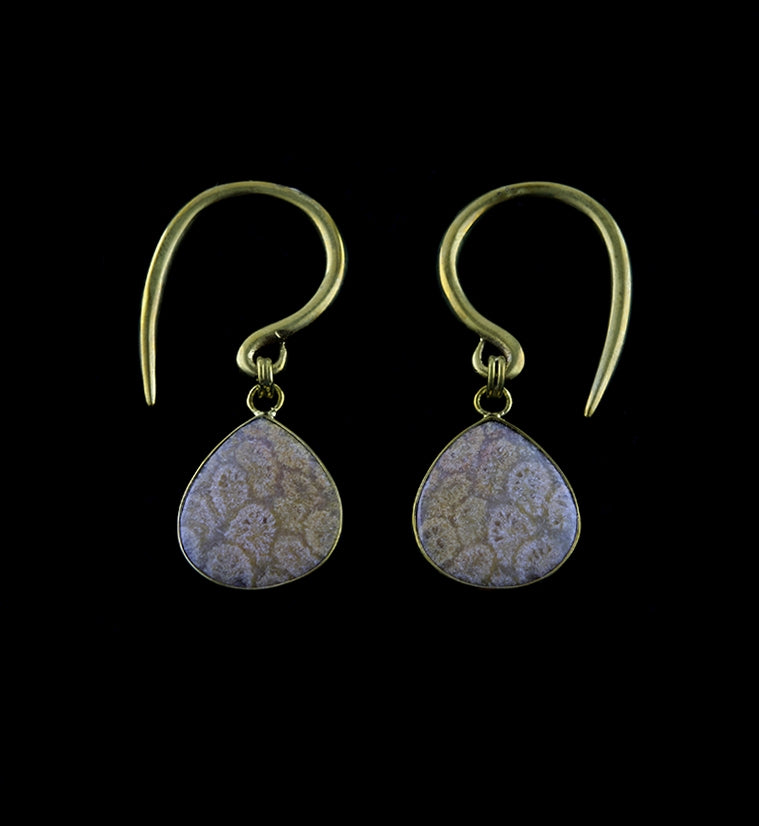 Ovum Fossilized Coral Brass Hangers