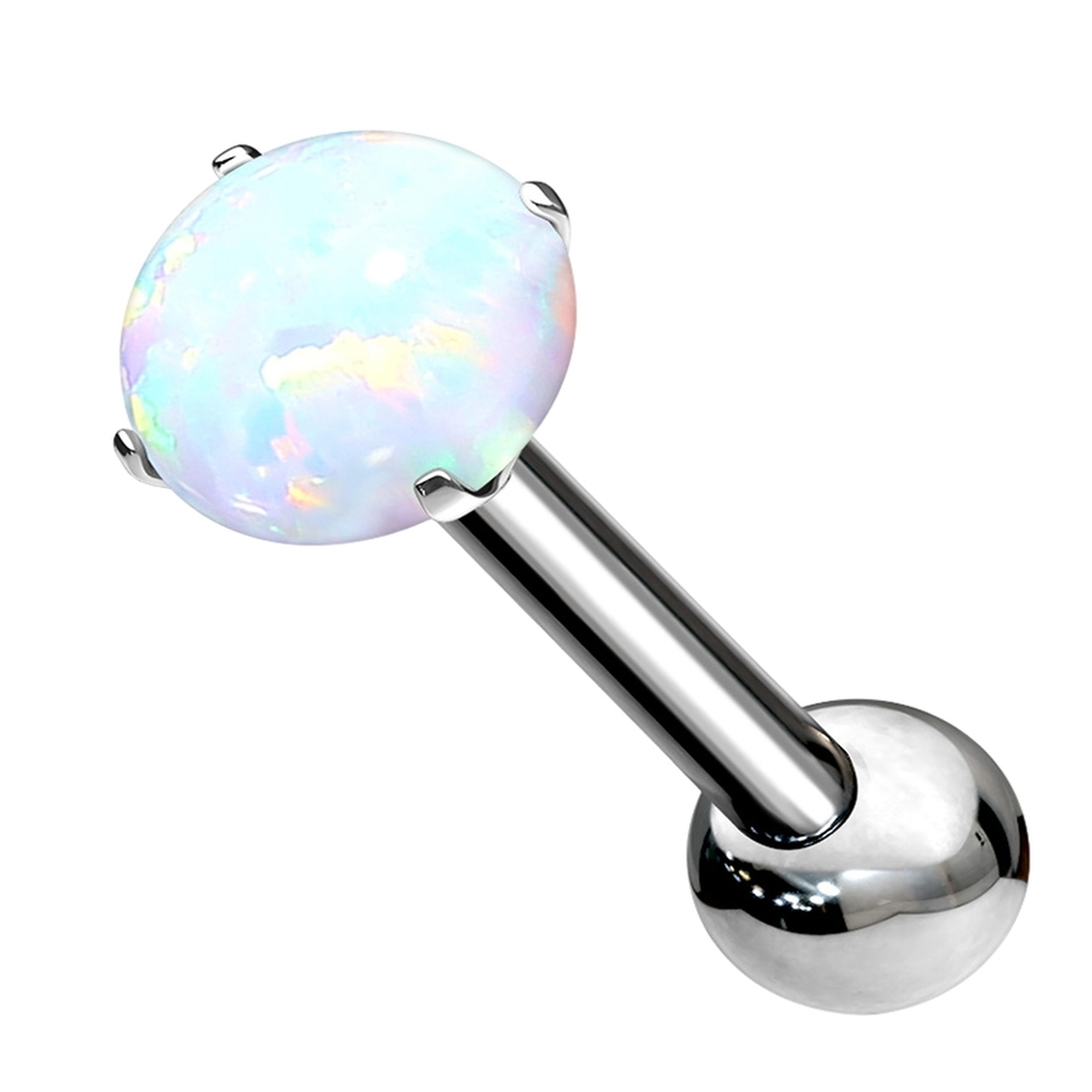 Opalite Prong Set Titanium Threadless Barbell