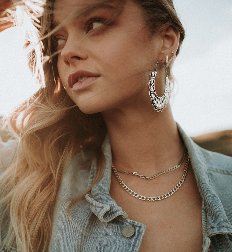 Palmette Titanium Hangers - Earrings