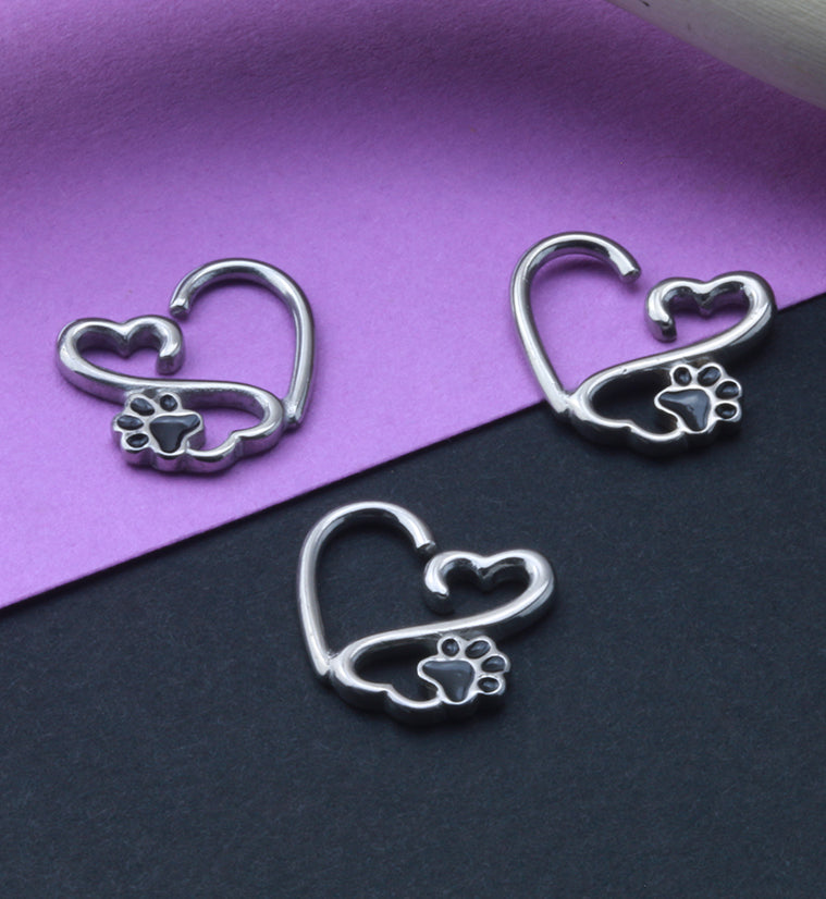 Paw Heart Hoop Daith Ring