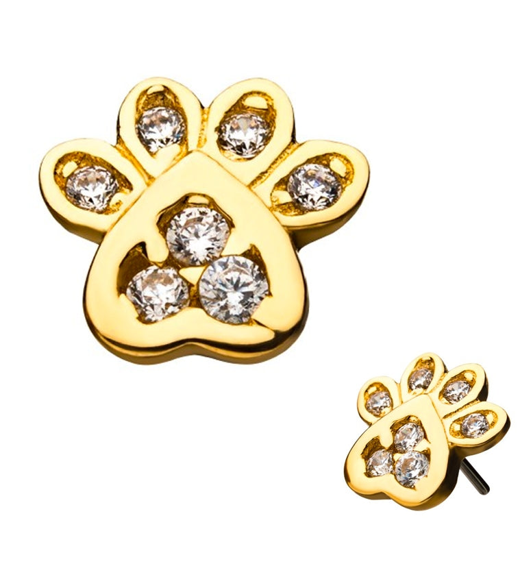 14kt Gold Paw Print Gem Threadless Top