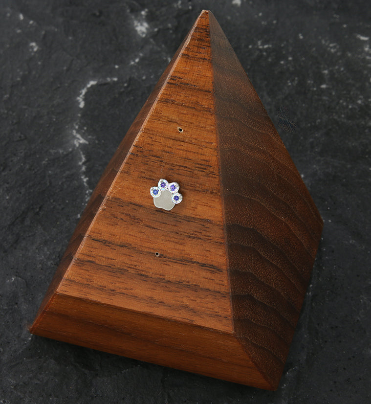 Paw Print Rainbow Aurora CZ Titanium Threadless Top