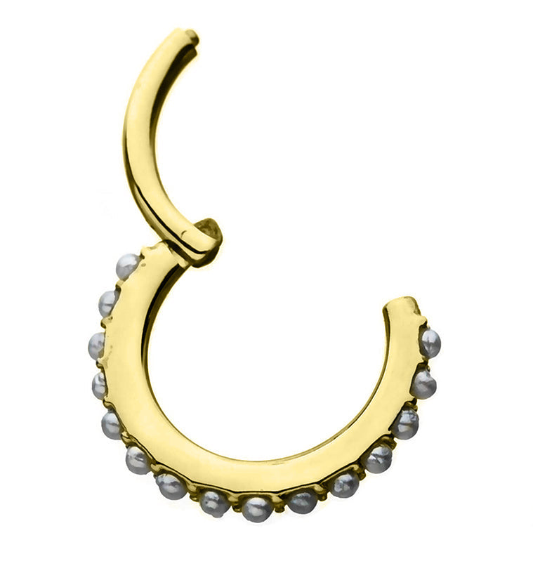 Gold PVD Pearl Rim Hinged Segment Ring