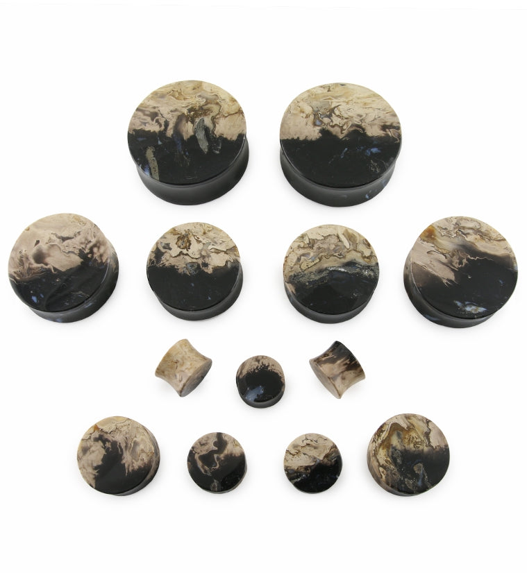 Black Flame Petrified Palm Root Plugs