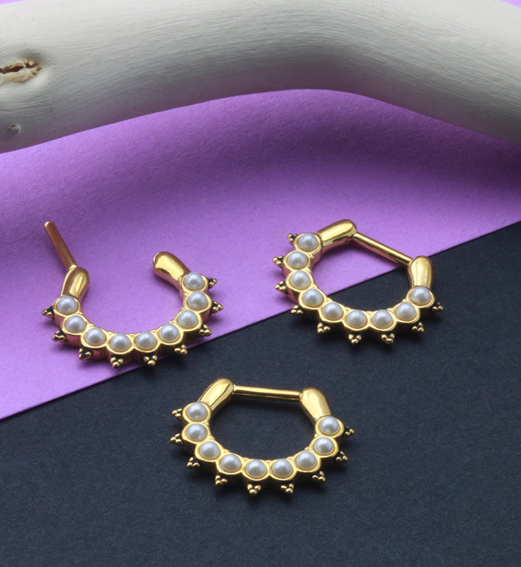 Pin Pearl Gold PVD Septum Clicker