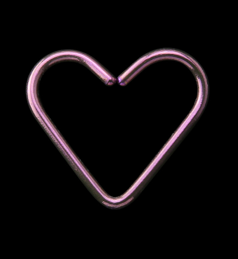 Pink Anodized Heart Seamless Titanium Hoop Ring