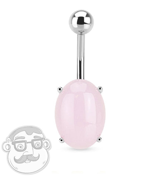 Pink Aventurine Oval Belly Button Ring