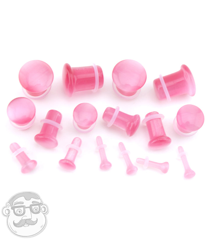 Pink Cat's Eye Glass Single Flare Plugs
