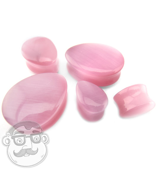 Pink Cat's Eye Glass Teardrop Gauges